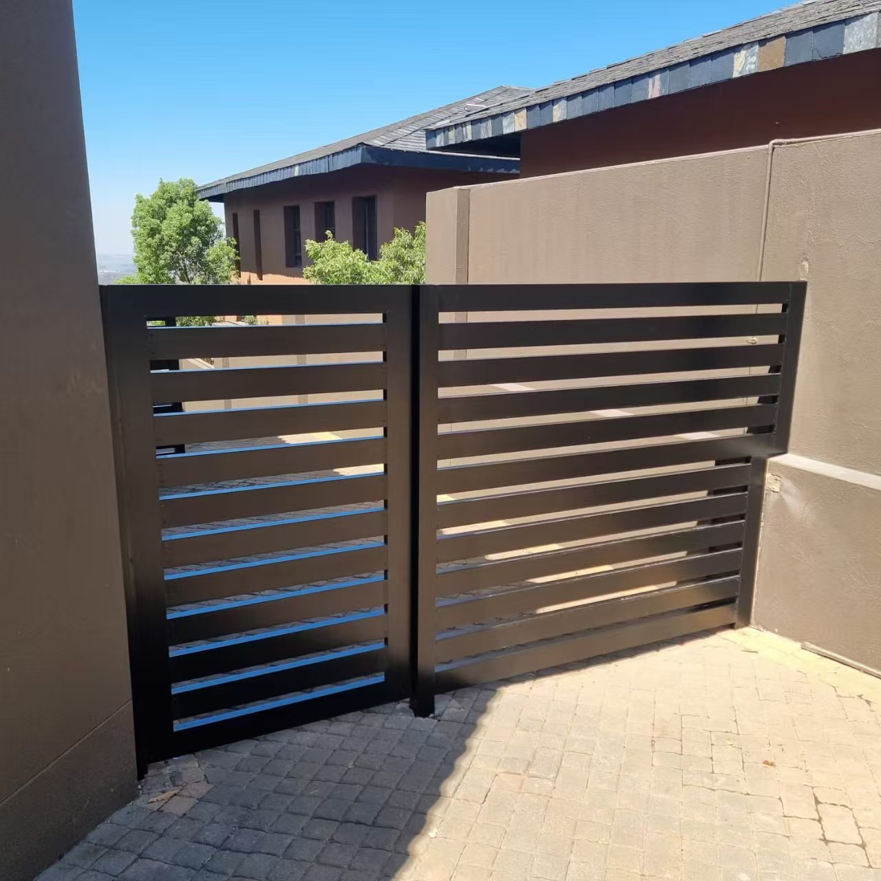 Customized Easily Assembled Aluminum French Gates Double Swing Gates Aluminum Driveway Gate